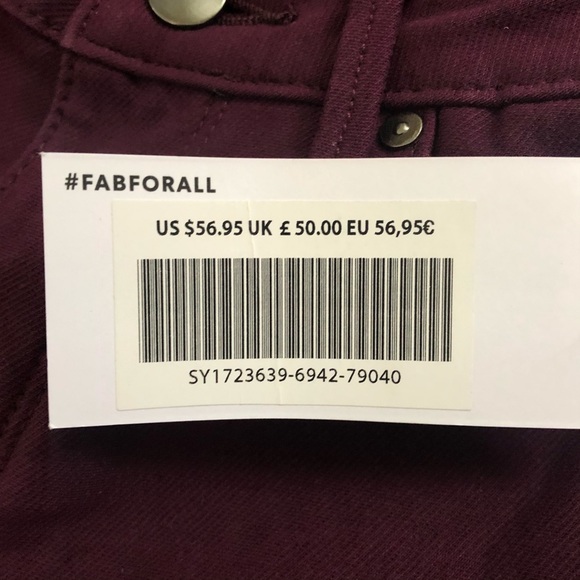 NWT! JustFab Eggplant Purple Skinny Jeans Size 28 - Picture 7 of 11